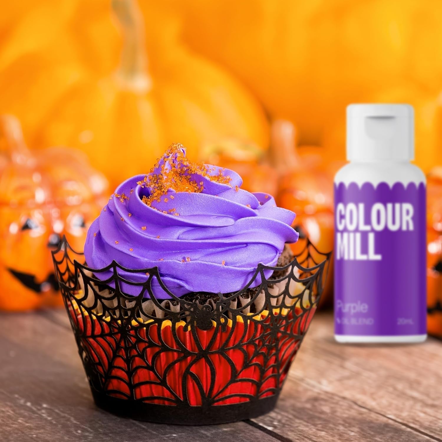 Color Mill Liquid Food Coloring Set - 5 x 20 ml oljebaserad (svart, varm rosa, lila, röd och blå) - UV-beständig - Perfekt för bakning och som topping för tårtor, muffins och tårtdekorationer