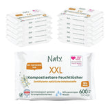 Naty babyservetter | 100 % ört- och doftfri för känslig hud | Plastfria och certifierade komposterbara våtservetter med 98 % renat vatten | 672 våtservetter (12 förpackningar)