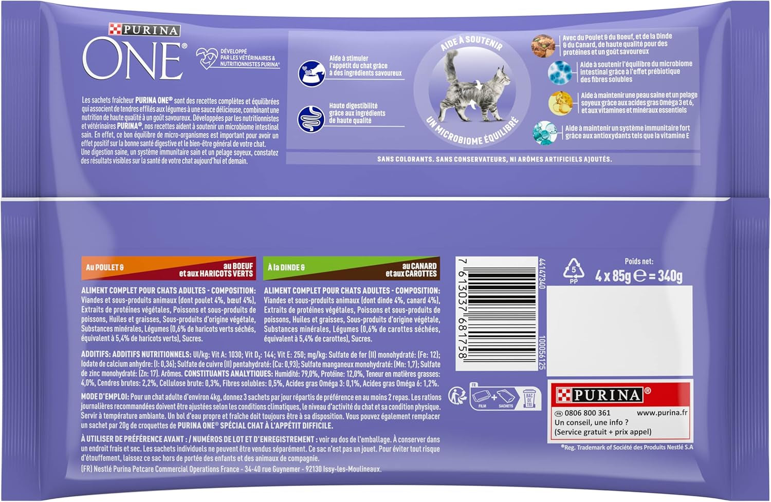 Purina One - Spezialfutter i sås Svål/Huhn/Ente und Turkeyhn für Katzen mit Appetit, 340 g