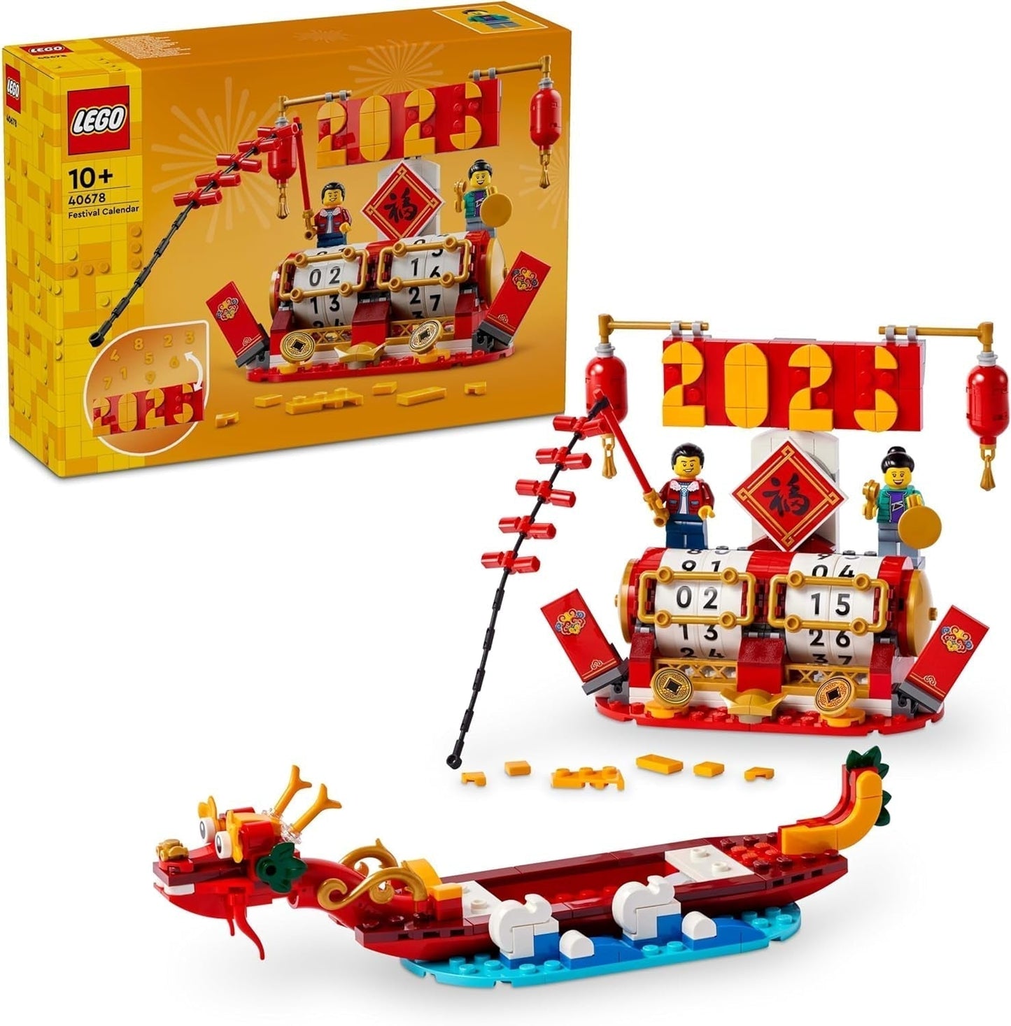LEGO semesterkalender, kinesisk julklapp för pojkar och flickor, byggset för månnyår, låter barn leka fantasifullt, festleksak, dekoration för kinesiskt nyår 40678 Byggset Besuche den LEGO-Store Standardtitel