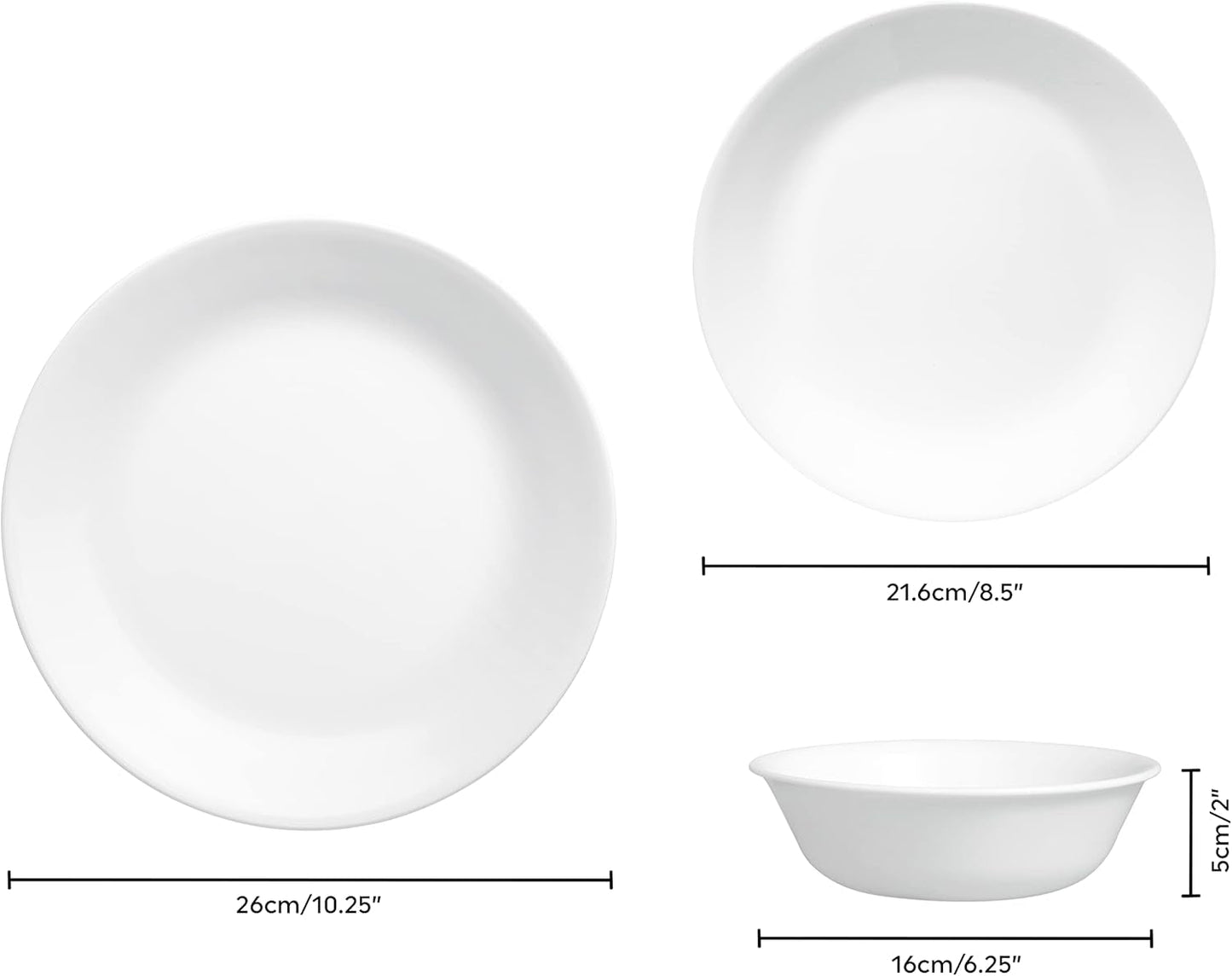 Winter Frost servisset för 4, 12 delar, Premium Ultra-Durable Vitrelle™ Glasservis, diskmaskinssäker, mikrovågs- ​​och mikrovågssäker, festlig vinterdesign