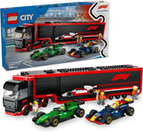LEGO City F1 Transporter med RB20 & AMR24 F1 Racing Cars - Leksaksbilstransporter för Red Bull & Aston Martin Formel 1 Team - Inkl. 5 minifigurer - present till pojkar och flickor i åldern 8+ 60445 Byggset Beuche den LEGO-Store Standardtitel