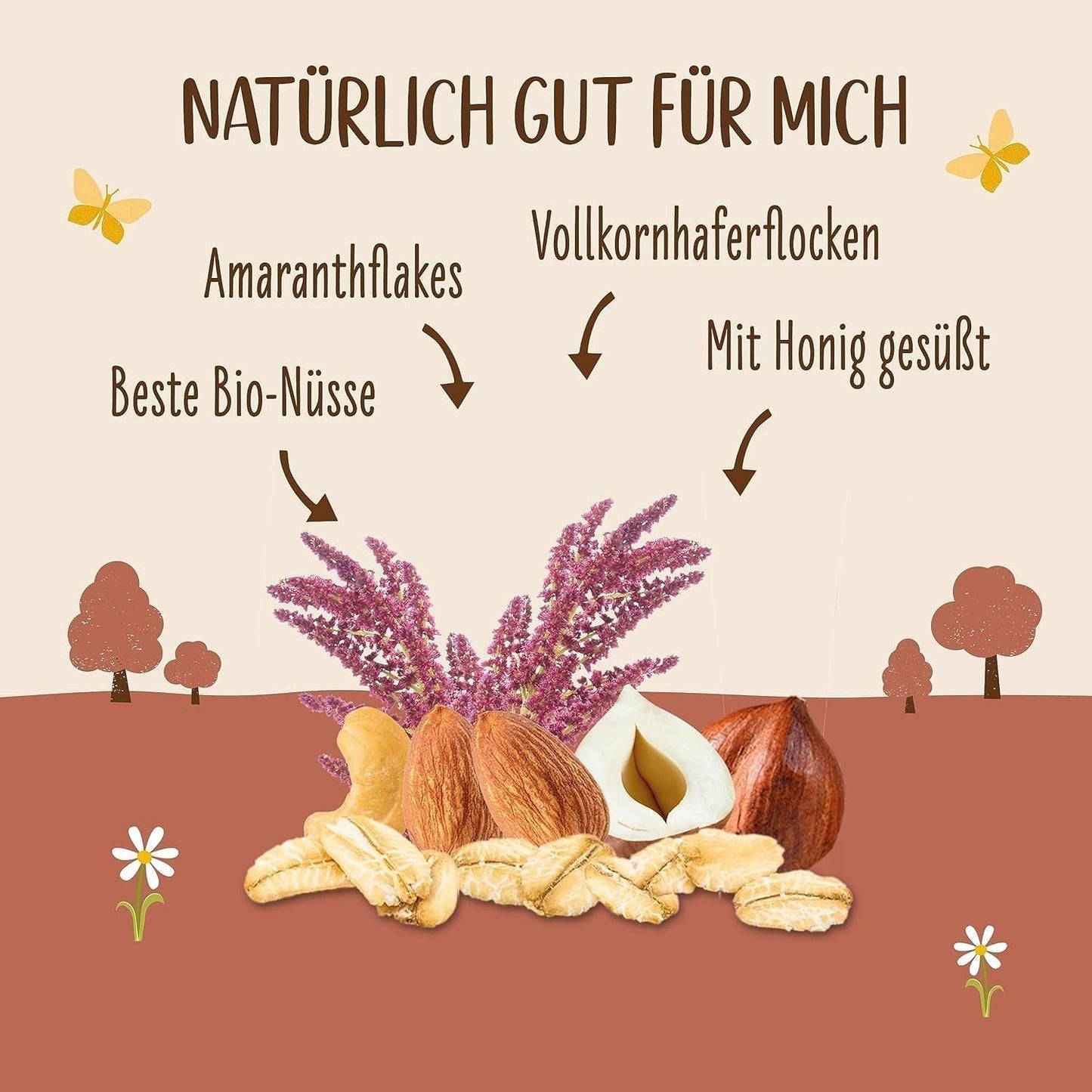 ALLOS Amaranth Crunchy Nobleuss | Ekologisk müsli Nut Oats Cereal för den lilla Cereal Naty Shop