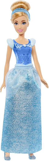 Mattel DISNEY Princess Cinderella rörlig docka med glittrande klänning, avtagbara skor och tiara, kambart hår för frisörnöje, från 3 år och uppåt, HLW06 Naty Shop Dolls