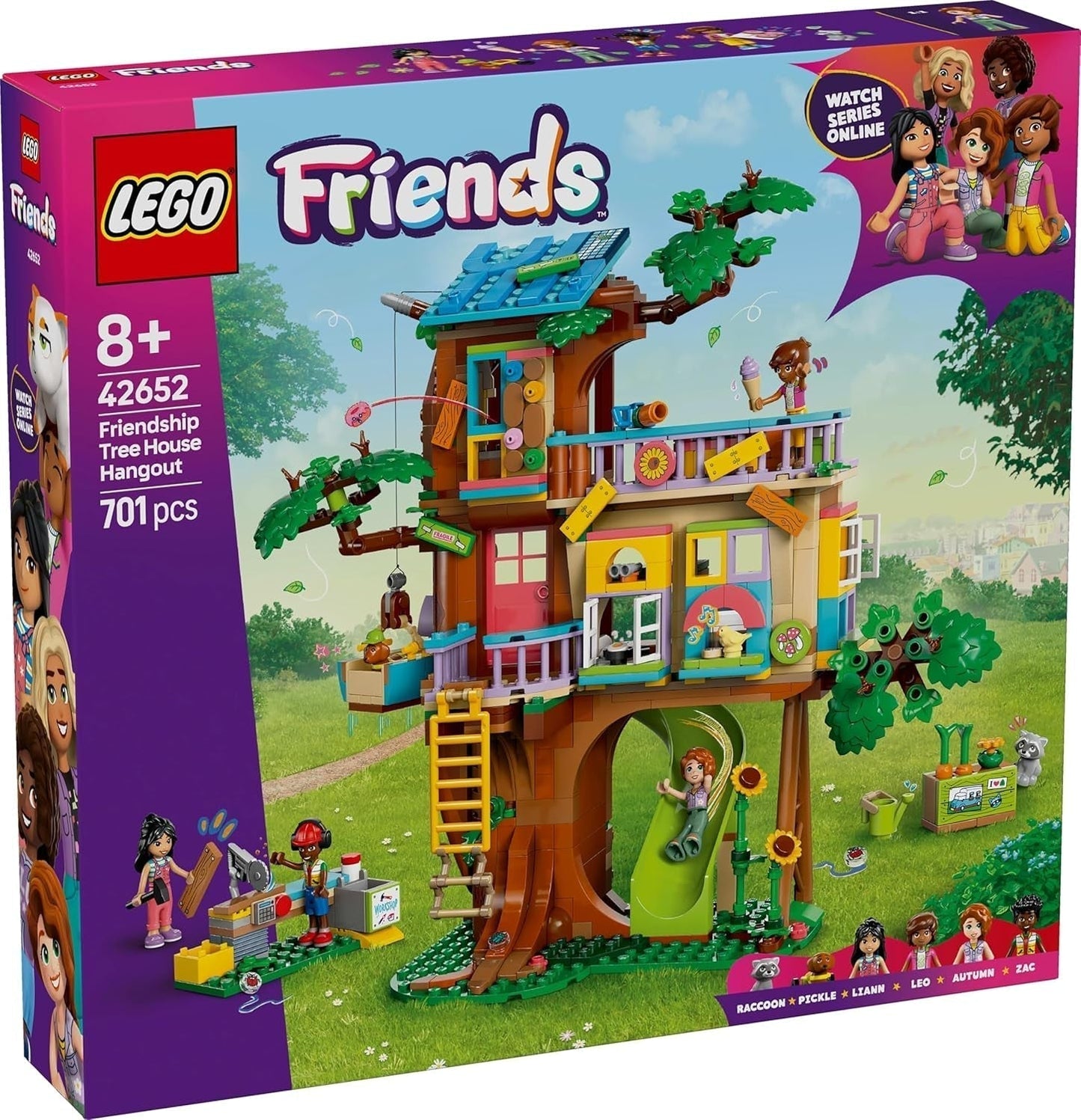 LEGO Friends Tree House Bygg och lek Rollspelsset Leksakshus för flickor 8 år Set med 4 karaktärsminifigurer och 2 djurfigurer Presentidé för barn 42652 Byggset Besuche den LEGO-Store