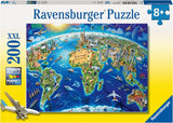 Ravensburger barnpussel - 12722 Stor, vid värld - Världskartpussel för barn från 8 år och uppåt, med 200 bitar i XXL-format Pussel Naty Shop Standardtitel