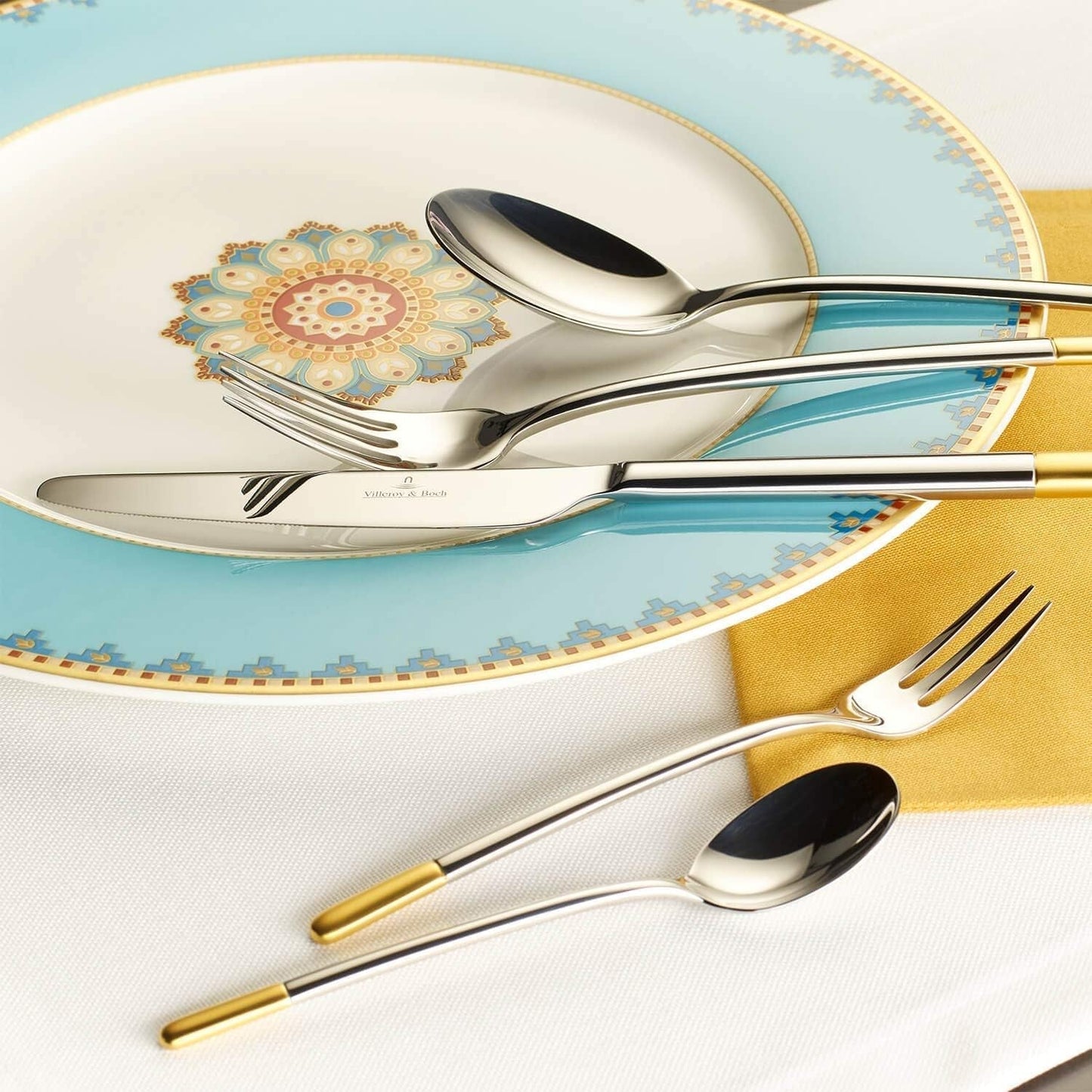 Villeroy & Boch - Ella Bestick delvis guldpläterat guld, 30 stycken, 6 personer, diskmaskinsäker, rostfritt stål Kitchen Naty Shop
