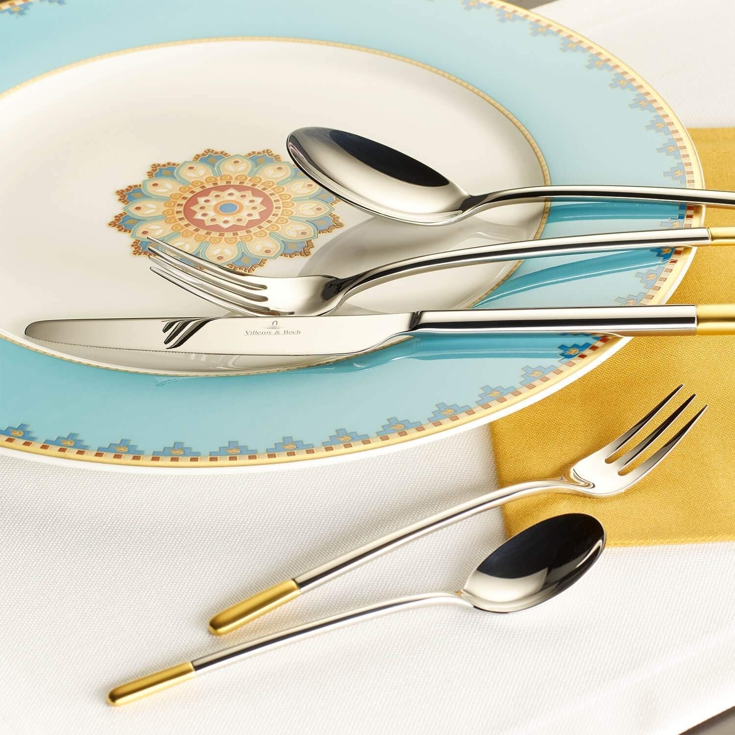 Villeroy & Boch - Ella Bestick delvis guldpläterat guld, 30 stycken, 6 personer, diskmaskinsäker, rostfritt stål Kitchen Naty Shop