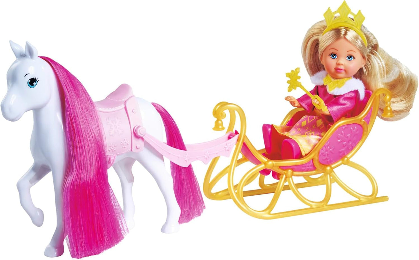 Simba Evi Love Princess Ride, Princess Doll med släde och vinterhäst, Princess Accessories, 12 cm, ålder 3+