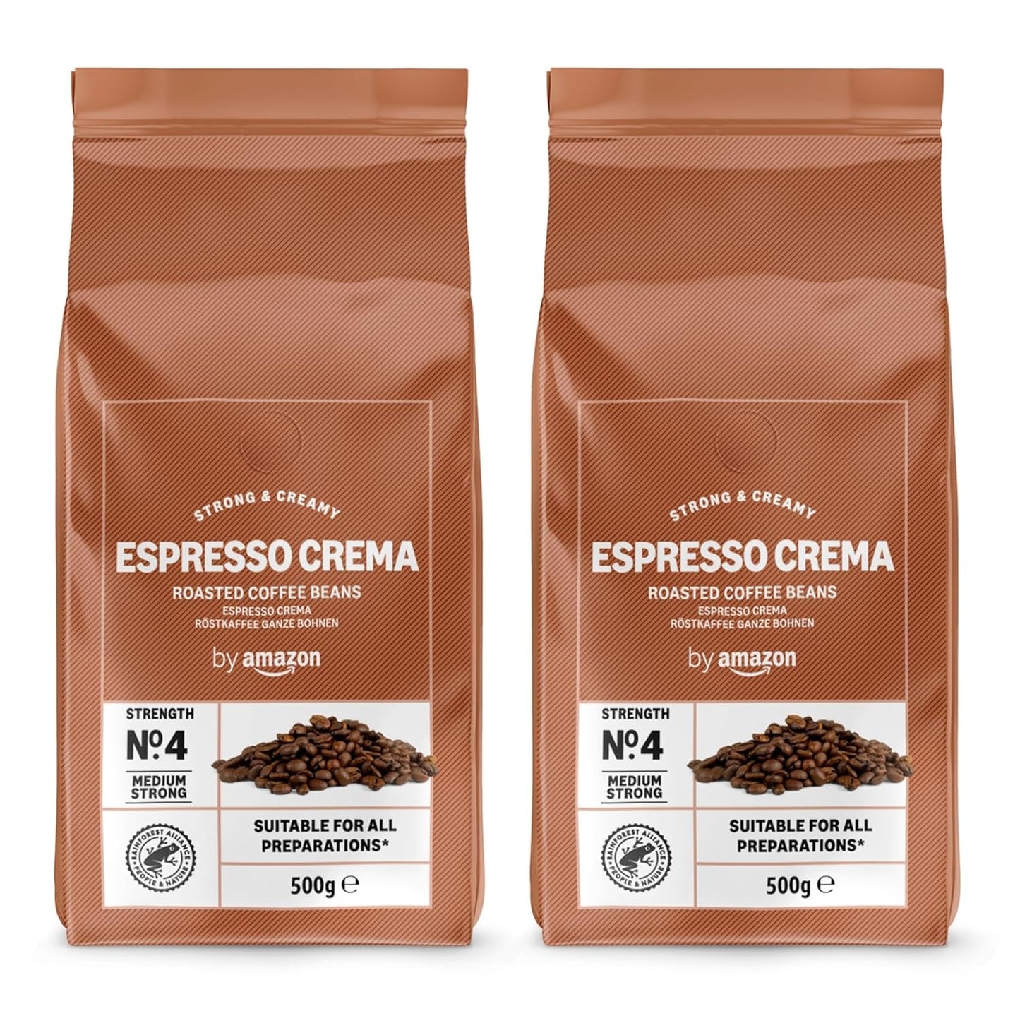 av Amazon Espresso Crema Röstkaffee Ganze Bohnen, 1 kg (2 förpackningar à 500 g), Rainforest Alliance-Zertifizierung