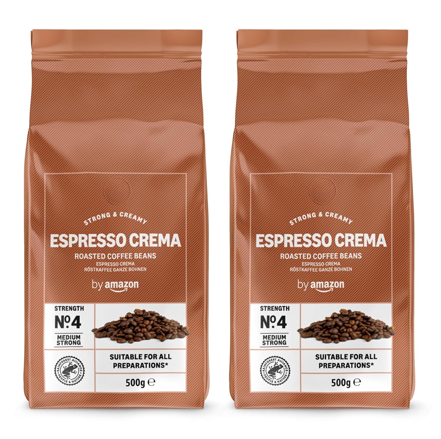av Amazon Espresso Crema Röstkaffee Ganze Bohnen, 1 kg (2 förpackningar à 500 g), Rainforest Alliance-Zertifizierung