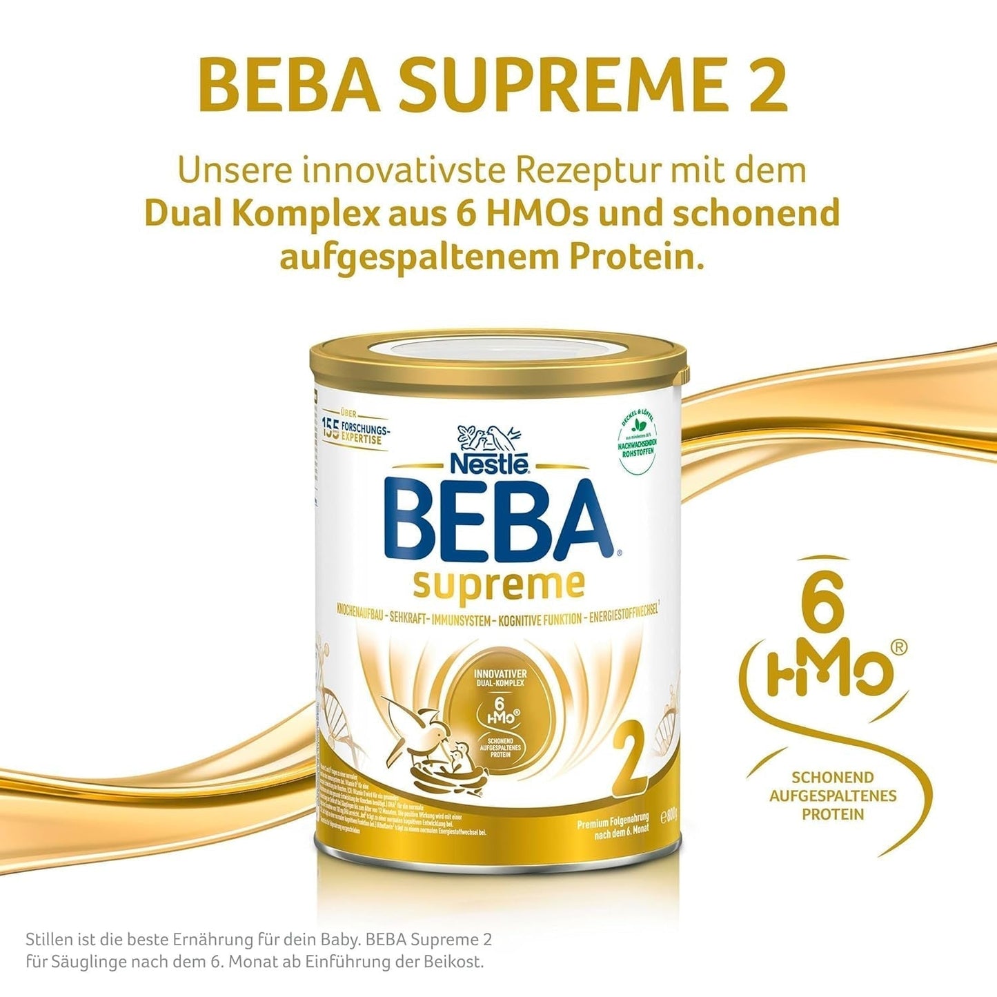 BEBA SUPREME 2 Tillskottsmjölk efter 6 månader, endast laktos, palmoljefri, förpackning om 6 (6 x 800 g) Naty Shop
