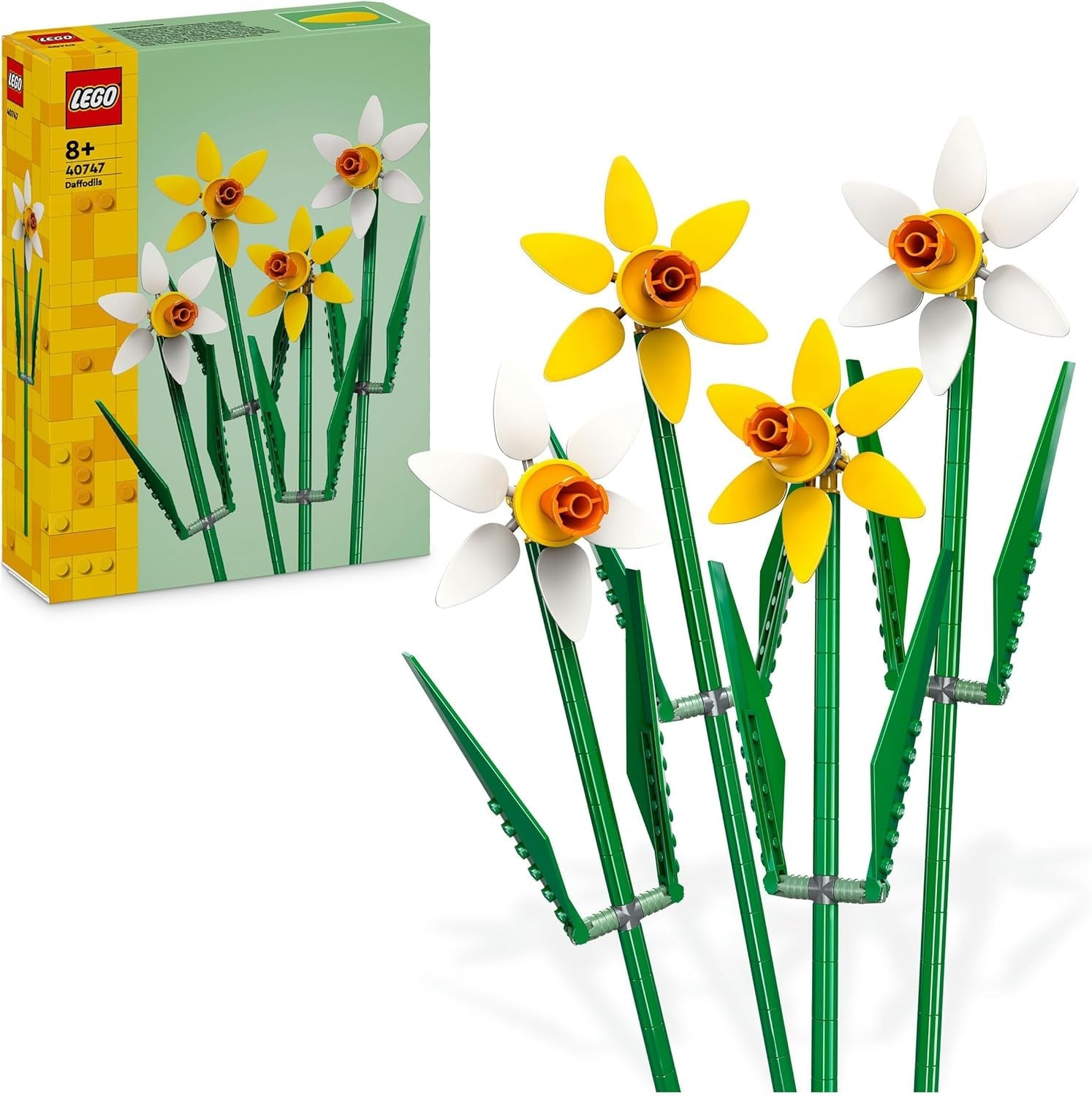 Påskliljor LEGO Botanicals - Påskpresenter för flickor och pojkar - Konstgjorda blommor för barn - Blombukett som dekoration i rummet eller på kontoret - Present för kvinnor - 40747 Byggset Besuche den LEGO-Store Single