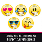 HEJ Mini Choklad Emoticons | 164 g | Ca. 27 coola uttryckssymboler i olika utföranden, gjorda av den finaste mjölkchokladen | Chokladpresent till barn | För dekoration (paket med 2)