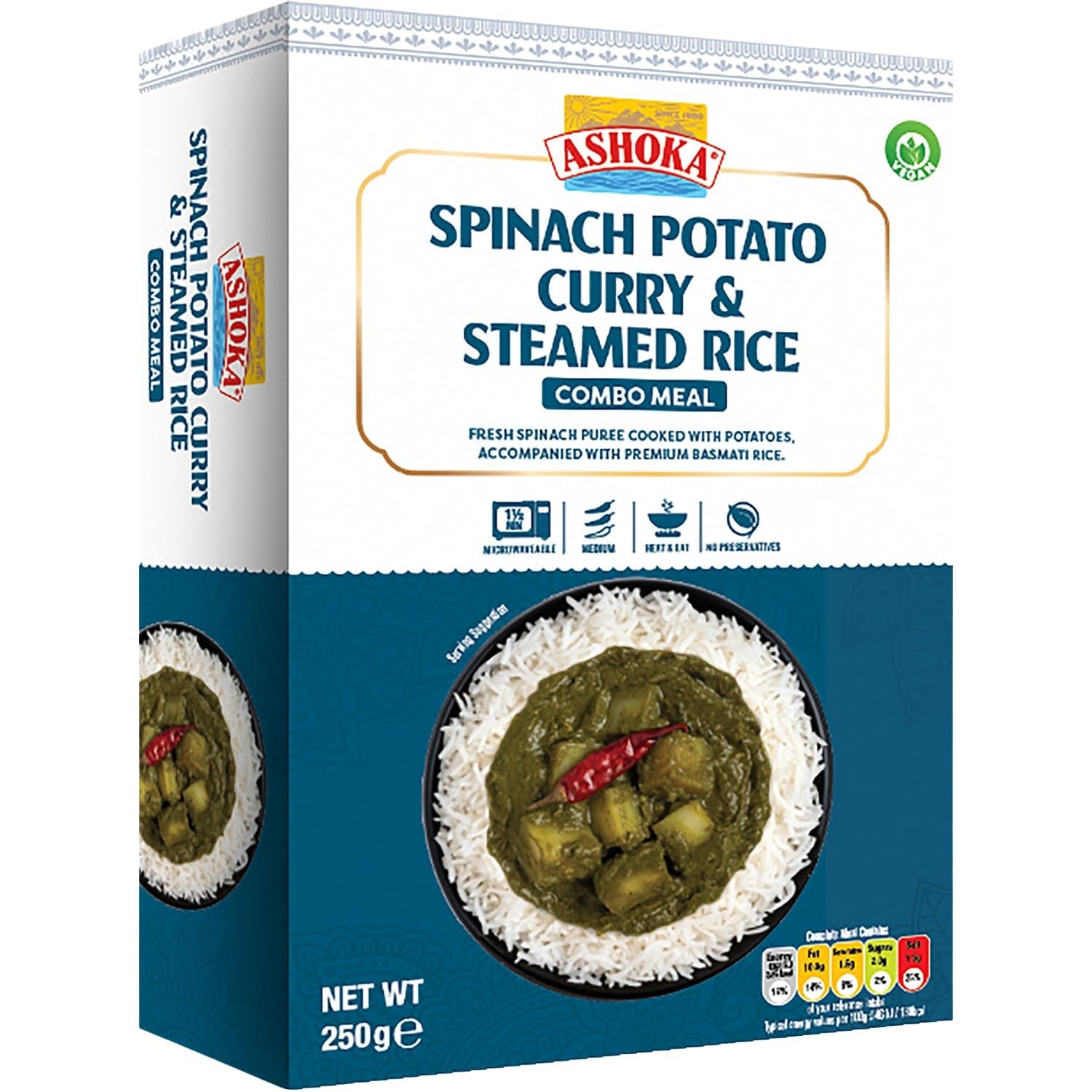 ASHOKA - Snabbcurry med spenat, potatis och ris - (1 x 250 g)