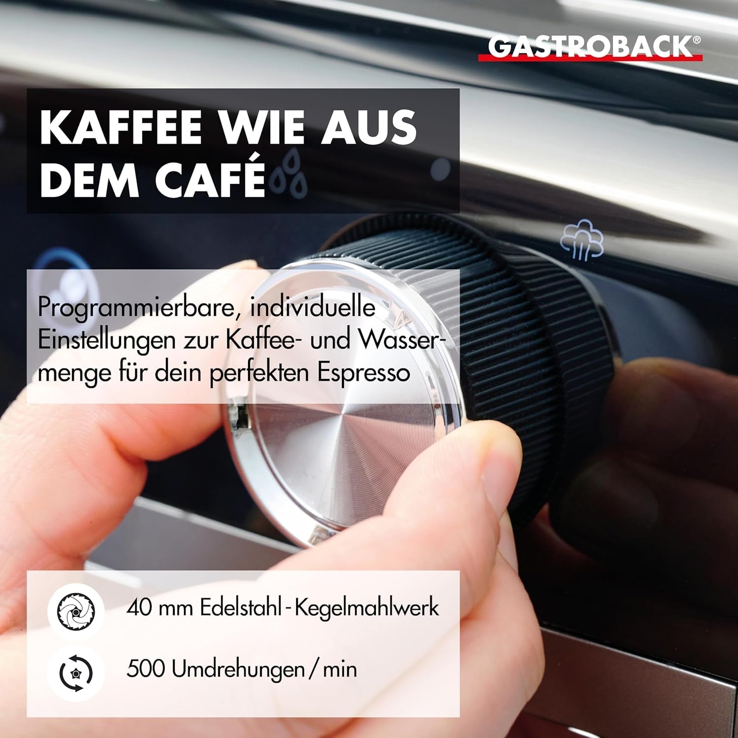 GASTROBACK espressomaskin med kvarn inklusive mjölkkanna, pressare och rostfritt stålportafilter - Barista espressomaskin med mjölkskummare - Espressomaskin med 30 malinställningar
