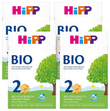 HiPP 2 Ekologisk tillskottsmjölk (4 x 600g), efter 6 månader, med Omega-3 (DHA, ALA), kalcium och lättberedd ekologisk stärkelse, av bästa ekologiska kvalitet
