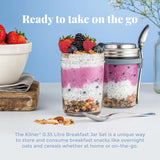 Kilner frukostburk med sked / 350 ml, Ø 9,5 cm / 5 st | takeaway müslikopp / giftfri / glasbehållare med lock för müsli, gröt och yoghurt / havrebehållare över natten Naty Shop Matförvaringslådor