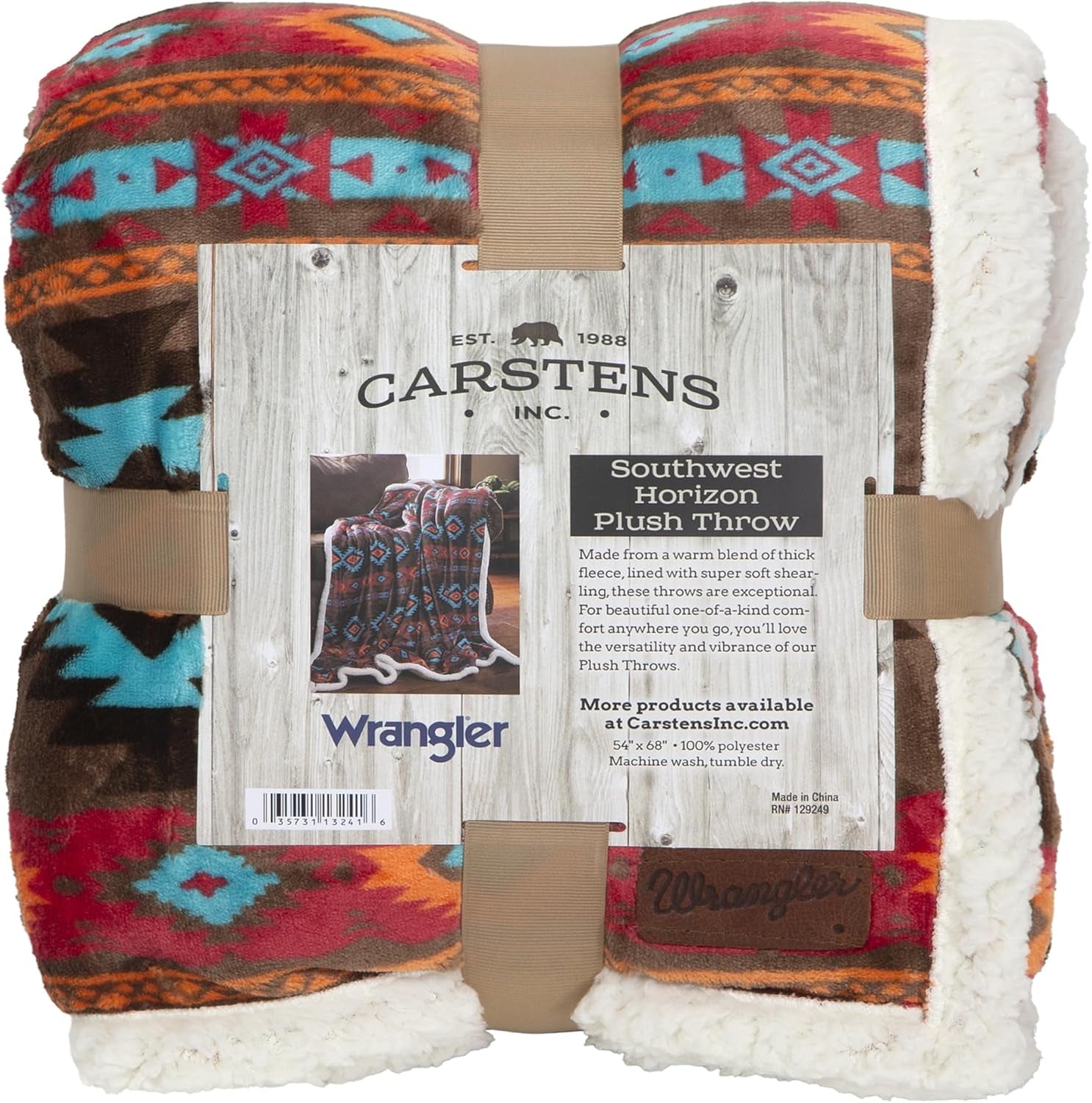 CARSTENS, INC. Wrangler Ultra Premium Sängfilt, Super Mjuk, Sherpa Fleece, Överdimensionerad, 137,2 X 172,7 Cm, Southwest Horizon sängar och filtar Carstens, Inc. Sydvästra horisonten