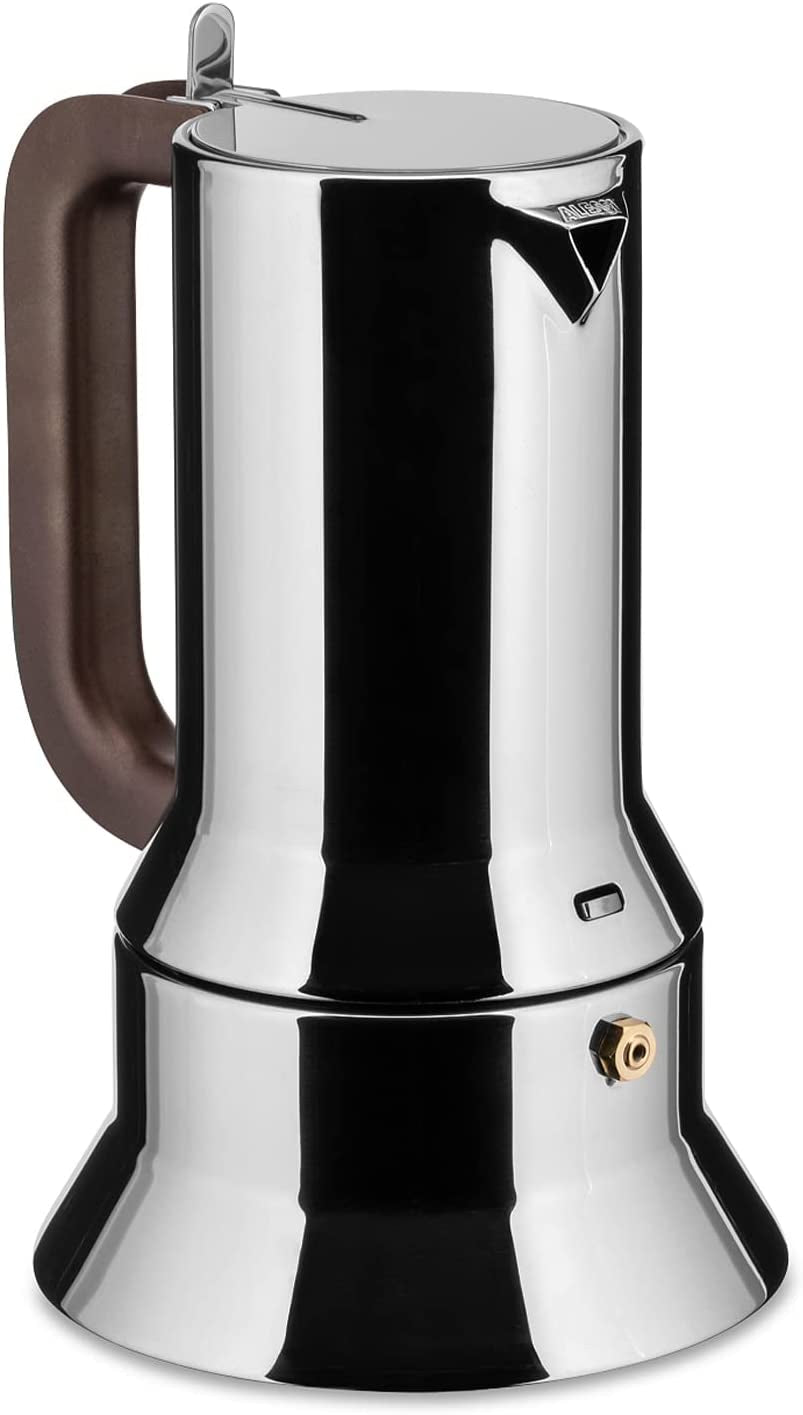 Alessi 9090/6 Espresso med 6 koppar för induktion, rostfritt stål, silver, 15,5 x 13,5 x 27 cm