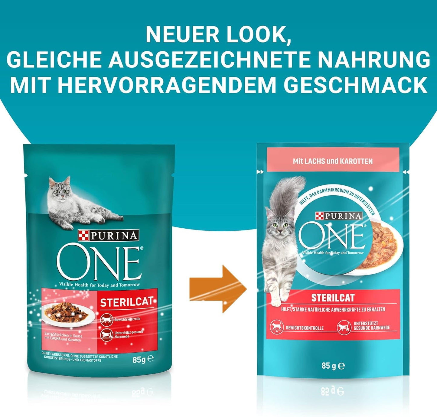 PURINA ONE STERILCAT våt kattmat, möra bitar i sås för steriliserade katter, med lax, förpackning om 26 (26 x 85g)