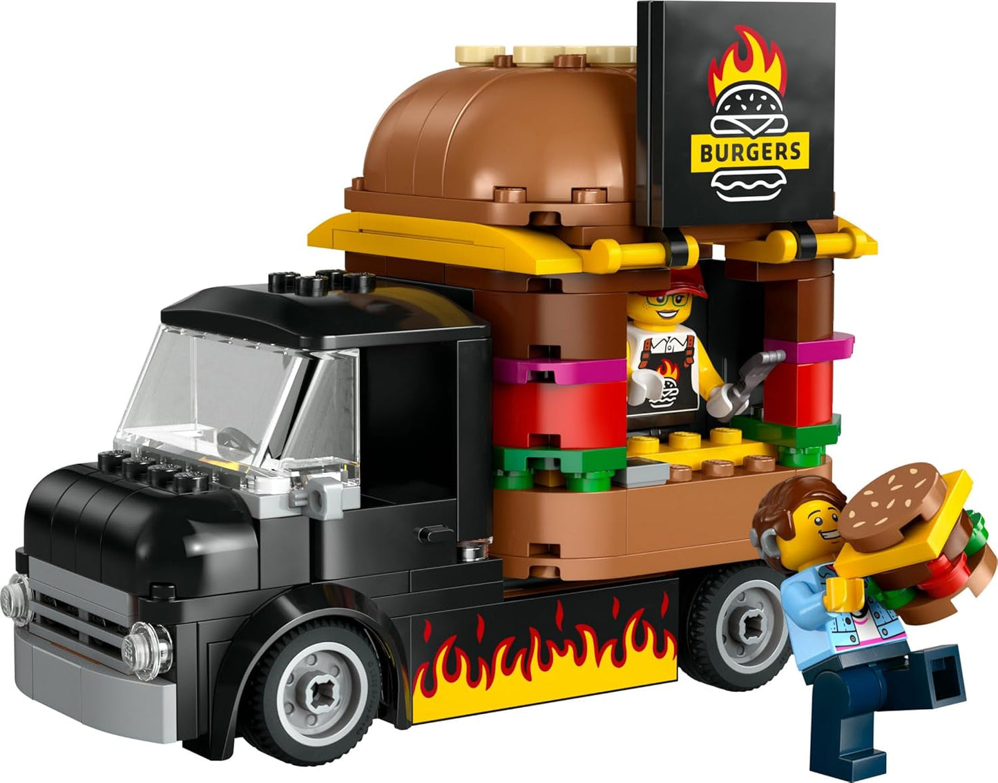 LEGO City Burger Truck Byggset med leksaksbil för 5-åringar, Food Truck minifigur och tillbehör, rolig present till pojkar och flickor 60404 Byggset Besuche den LEGO-Store