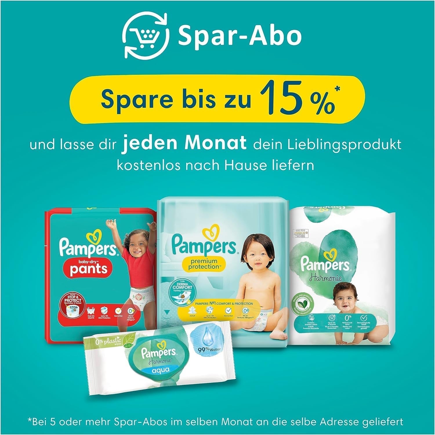 Pampers babyblöjor, storlek 2 (4-8 kg), Harmony, Half Moon Box, skonsamt hudskydd och växtbaserade ingredienser, 240 Count