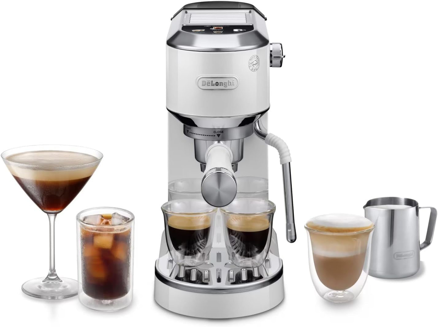 De'Longhi Dedica Style EC 685.B – Espressomaskin med portafilter, espressomaskin med professionell mjölkskummare, endast 15 cm bred, för malet kaffe eller ESE-kapslar, 1 l vattentank, svart