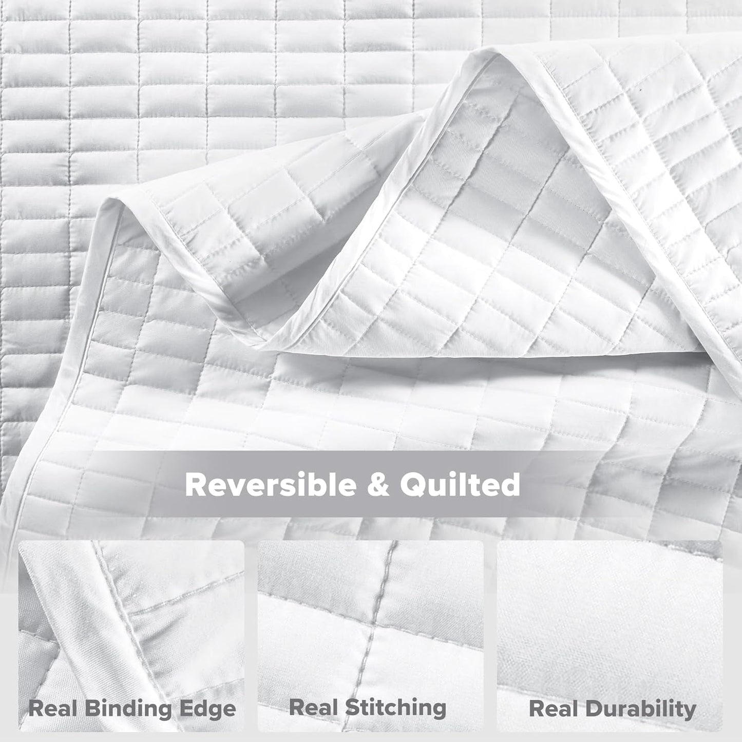 Comfort Spaces Kienna Quilt Set Luxury Double Stitch Sommarfilt Lättvikt Mjuk Helårssängkläder Matchande örngott Vit King Size filt (264,2 X 228,6 Cm) Naty Shop Täcken & täcken