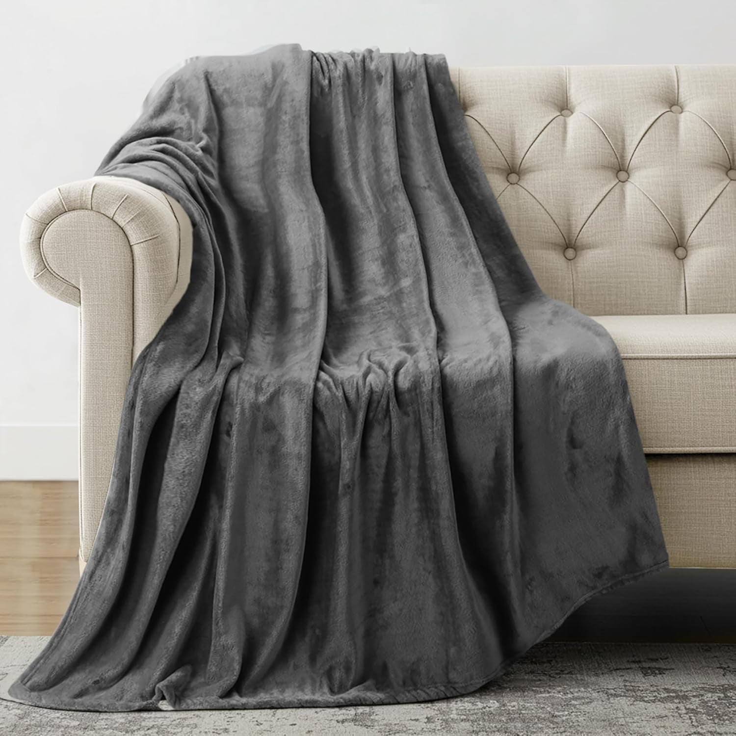 Utopia Sängkläder Kuschelige Fleecedecke [228X228 Cm, Grå] Weiche, Leichte, Warme Flauschige Decke Kuschelige och Atmungsaktiva Decken Für Bett Soffa Soffa