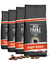Der-Franz Espresso Kaffee, Intensität 5/5, Arabica och Robusta, ganze Bohne, 4 x 1000 g