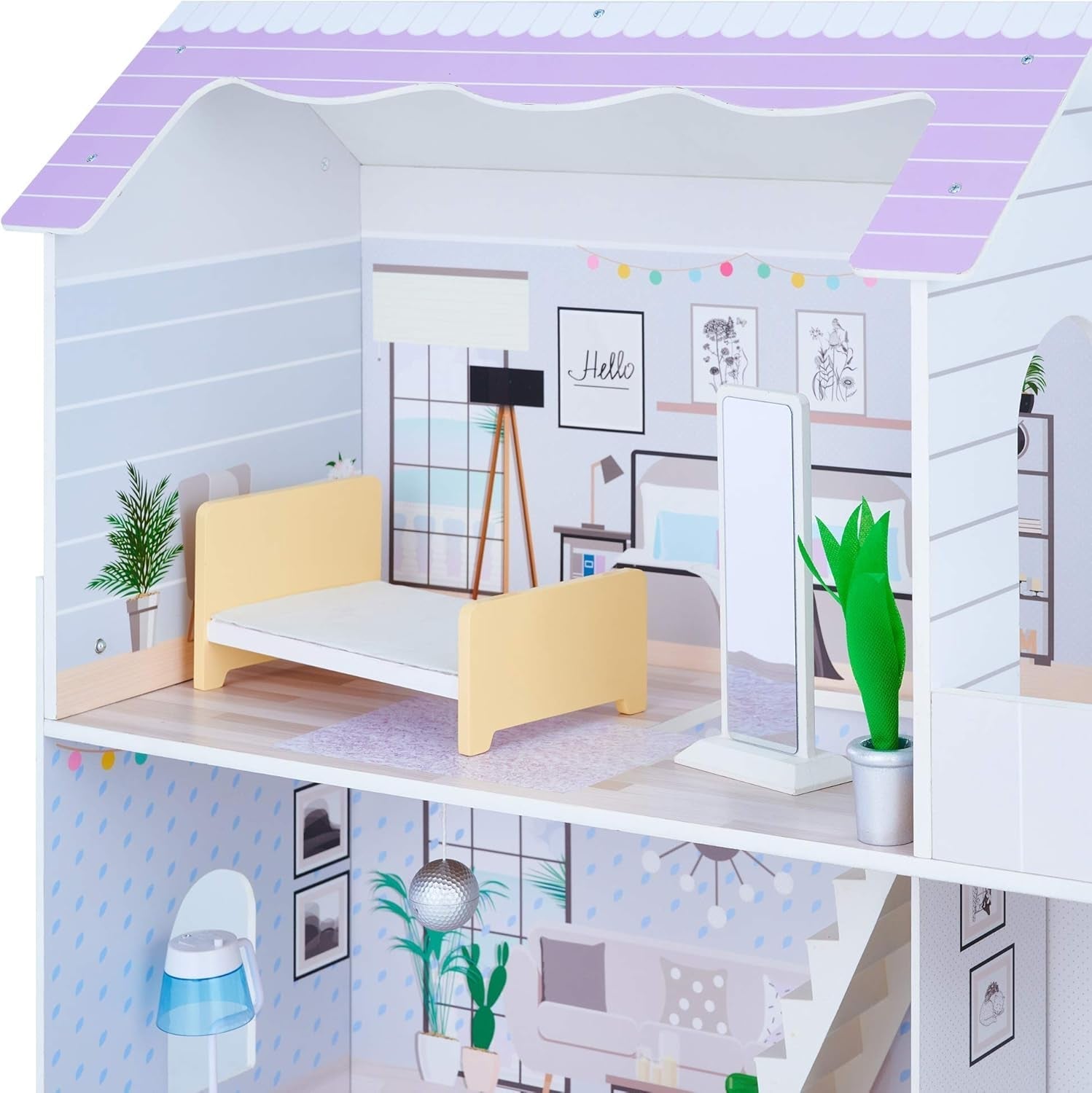 Teamson Kids Olivias Little World Giant dockhus med 16 docktillbehör, dockhus i trä med möbler, 3 våningar, dockhus för barn för 12 tum/30 cm dockor, ålder 3 år+ Naty Shop dockhus