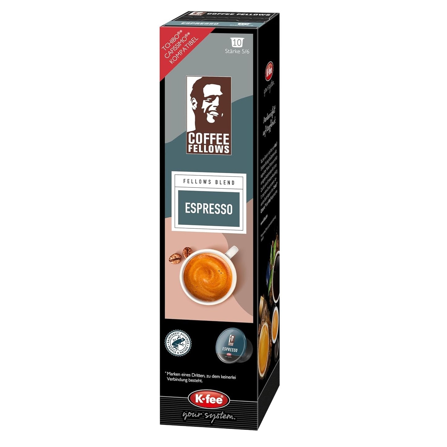 Coffee Fellows Blend Espresso-kapslar, kompatibla med K-fee, EXPRESSI & Tchibo Cafissimo*, schokoladig-fruchtige Aroman, 120 Kaffeekapseln