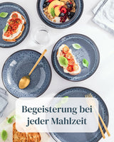 18-delat keramiskt stengods servisset för 6, Ibiza design, TESTVINNARE. Ett underbart keramiskt medelhavsservis av stengods med skålar och tallrikar. Pure Living servisset i rökblått.