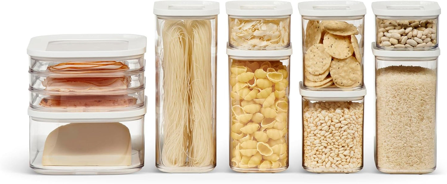 Mepal Set med 9 förvaringsburkar med lock - Rektangulära matbehållare - Köksarrangör av plast - Lufttäta förvaringsbehållare - 7 förvaringsburkar och 2 matförvaringsburkar - White Naty Shop Matförvaringslådor Standardtitel