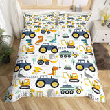 Jungen Cartoon Car Sängkläder Set 135X200,Kinder Bau Fahrzeuge Tröster Abdeckung Für Kind Kleinkind Teens,Dinosaurier Bettbezug,Traktor Maschinerie Bagger Bettdecke Abdeckung,Lkw Autos Bettdecke Naty Shop