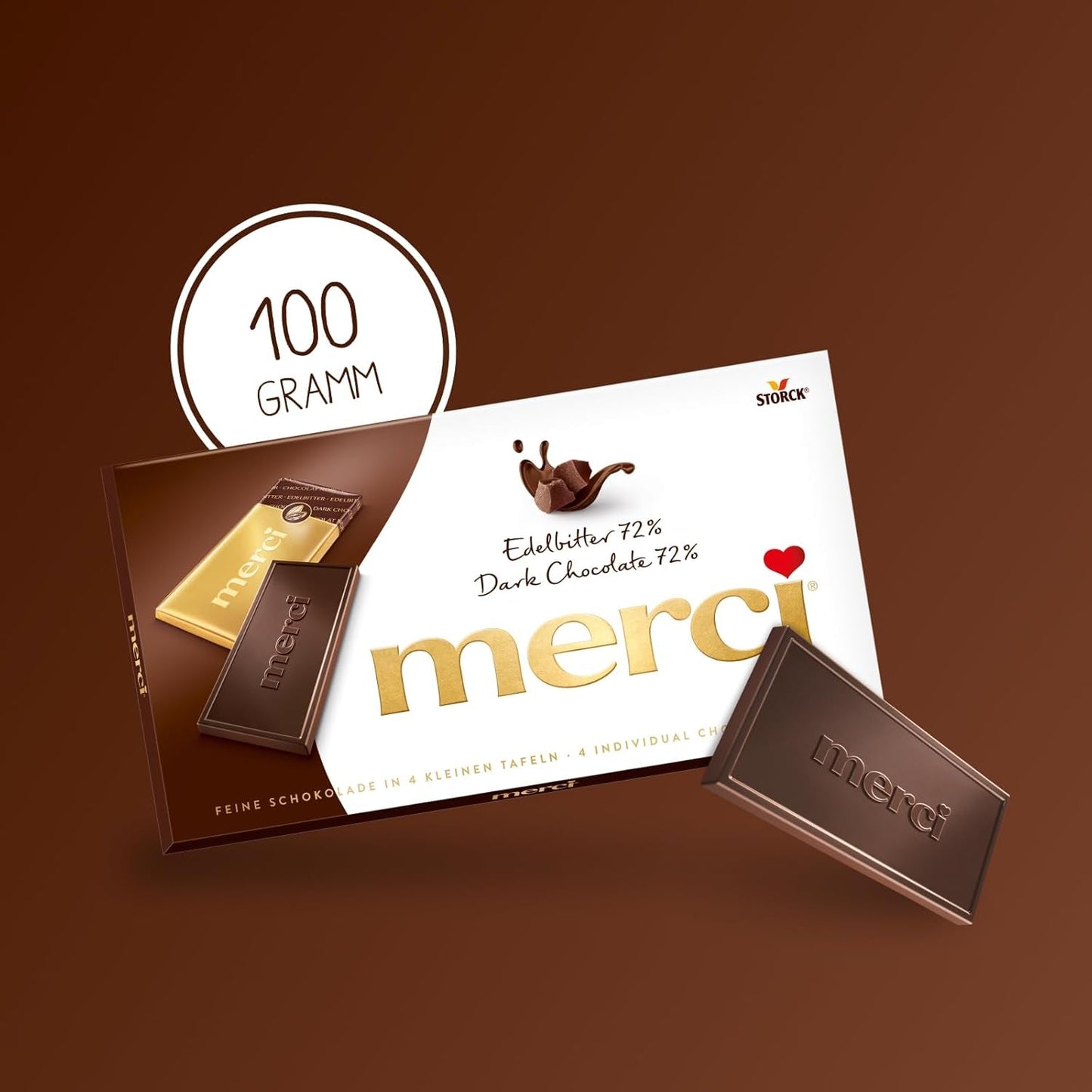 Mörk chokladkakor 72% – 5 x 100 g – De finaste mörka chokladrutorna – Choklad insvept i guldfolie