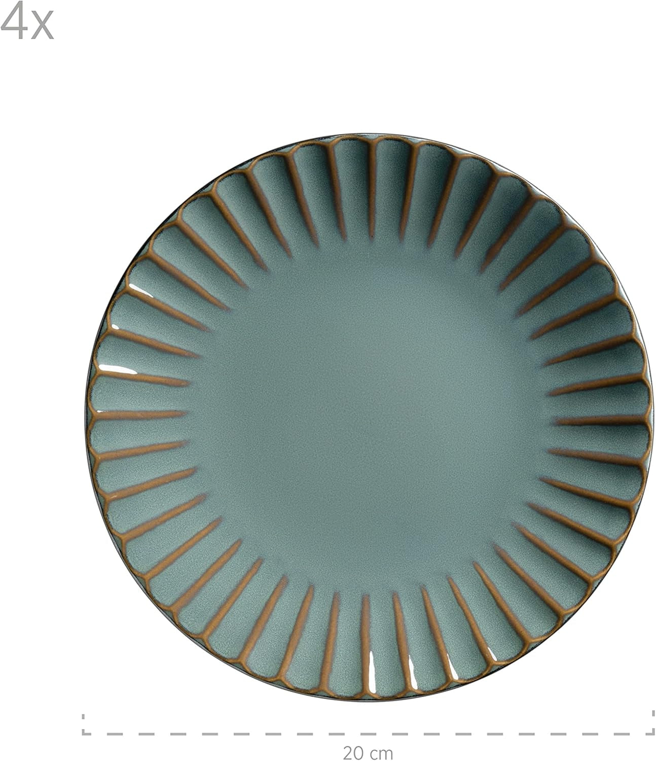 MÄSER 931964 Confino Series servisset för 4 personer, modern vintagelook, keramisk kombinationsset, 20 delar, bensinfärg med svarta accenter, kakel