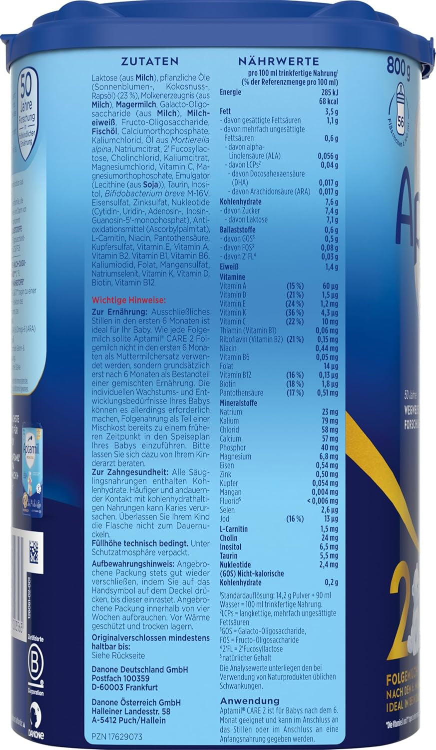 Aptamil Care 2 – Passar även för spädbarn födda med kejsarsnitt – 1 x 800 g