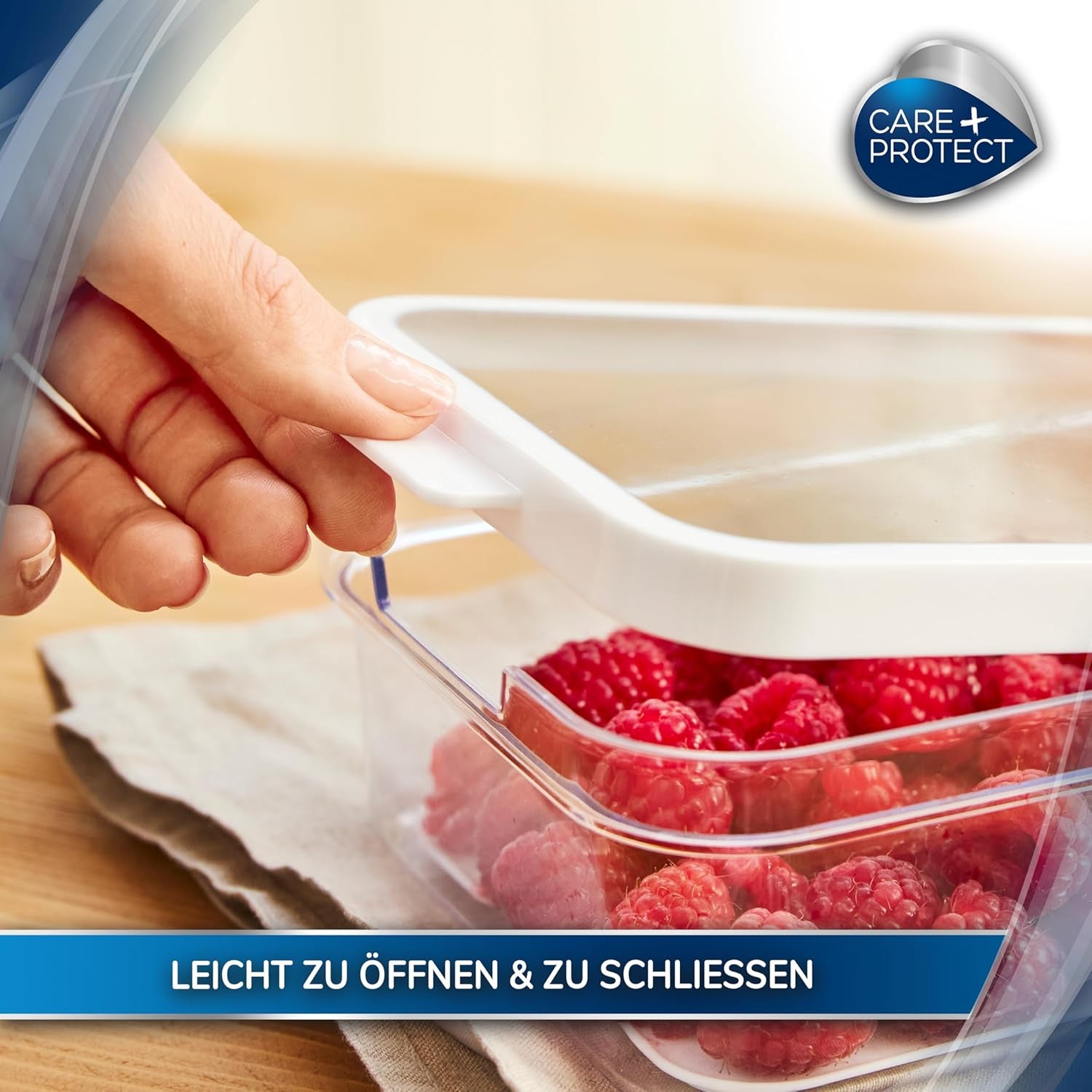 CARE + PROTECT Smart matbehållare, perfekt staplingsbar, kylorganiserare, skyddar mat från fukt, håller maten fräsch längre, 2,15 l Matförvaringslådor Naty Shop