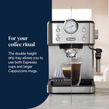 De'Longhi Classic EM450.M portafilter espressomaskin med professionell mjölkskummare, helmetallhölje, 15 bar, 1,7 l vattentank, rostfritt stål/metall