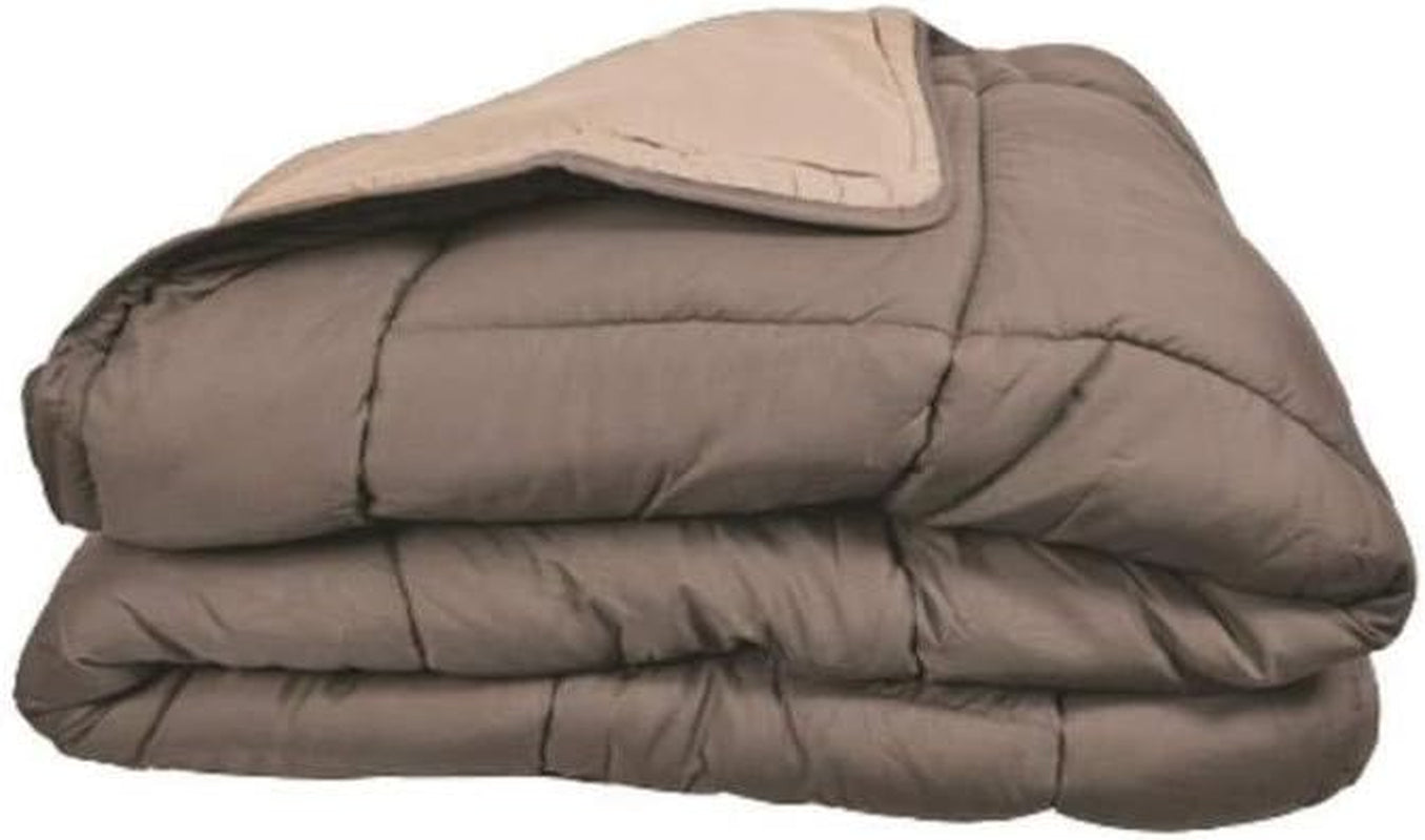Poyet Motte Tvättbart täcke med fast överdrag - 140X200 Cm - Bensinblått/mastic beige Täcken och täcken Naty Shop Taupe/lin 200X200X1 Cm