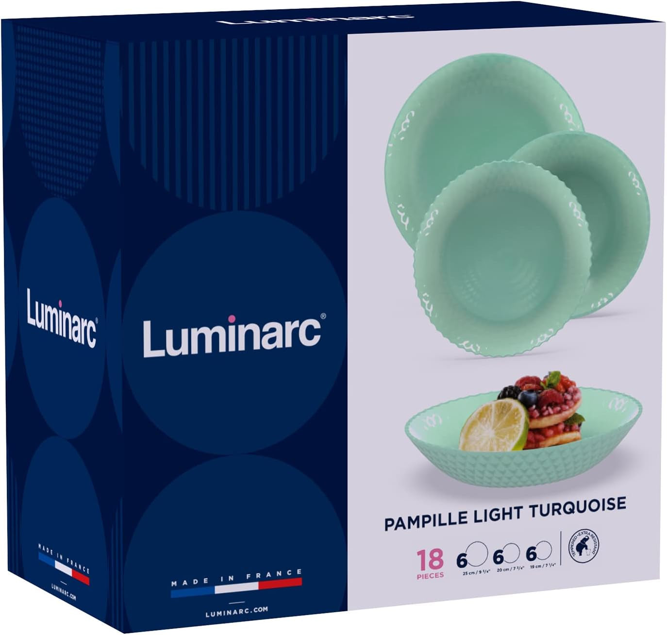 Pampille Turkos Opal servisset, 18 delar - 6 personer, turkos