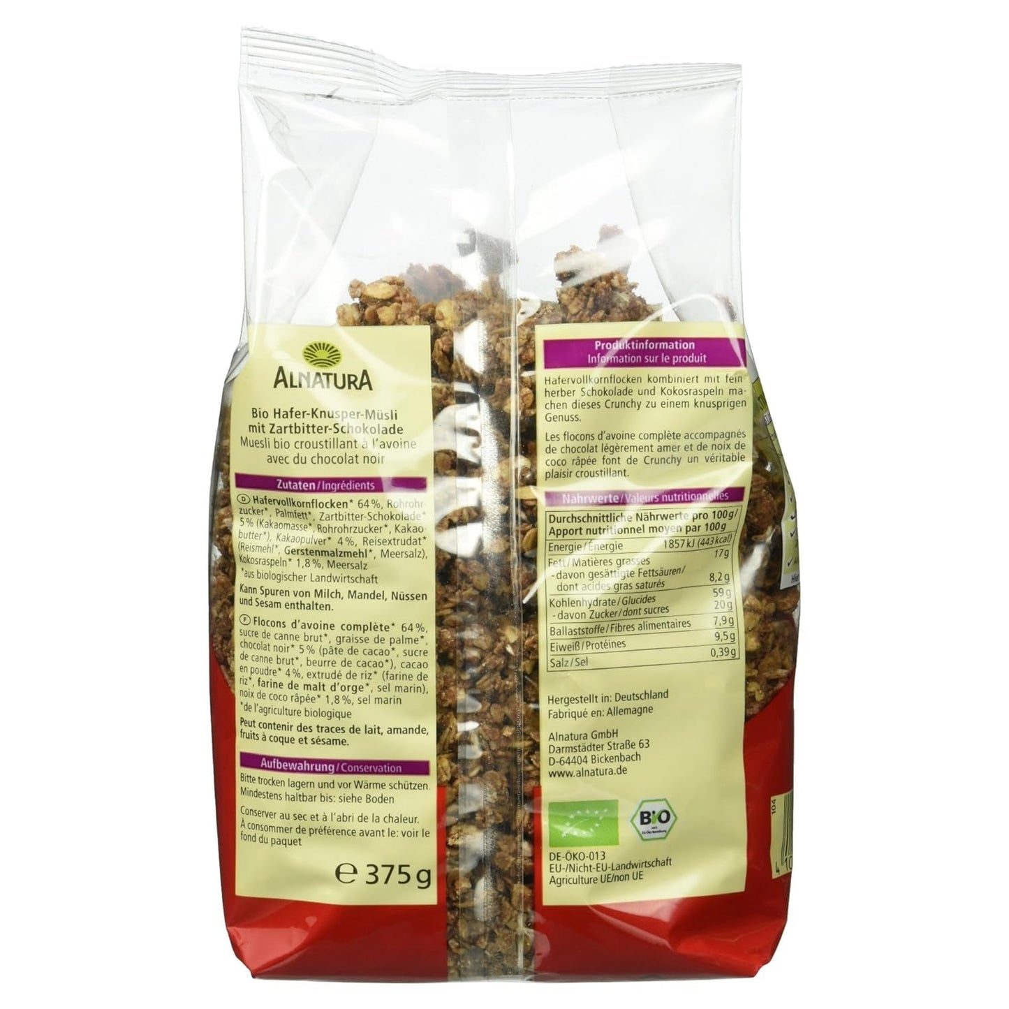 Krispiga havrekakor med ekologisk choklad, 375g