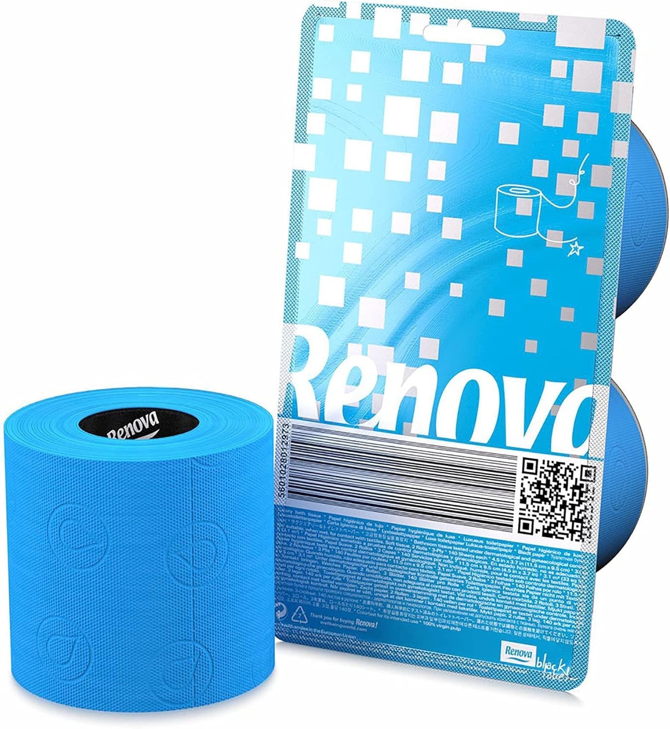 RENOVA toalettpapper, blått, presentförpackning, 2 rullar (200064206)