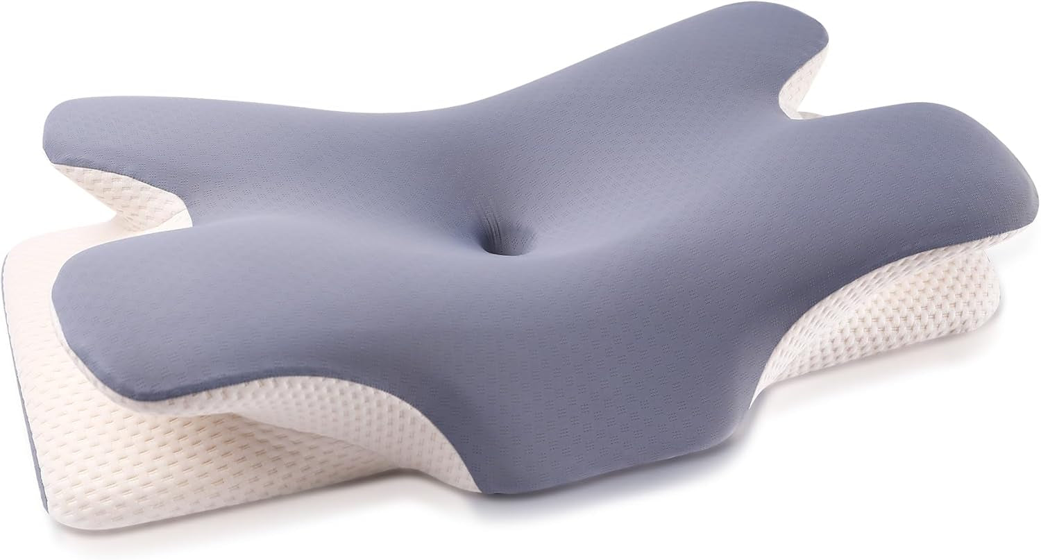 MULISOFT Memory Foam Kudde, Bekväm Huvudkudde, Nackstödskudde, Ergonomisk Side Sleeper Kudde (Grå) Cervikala ortopediska kuddar Naty Shop Blue