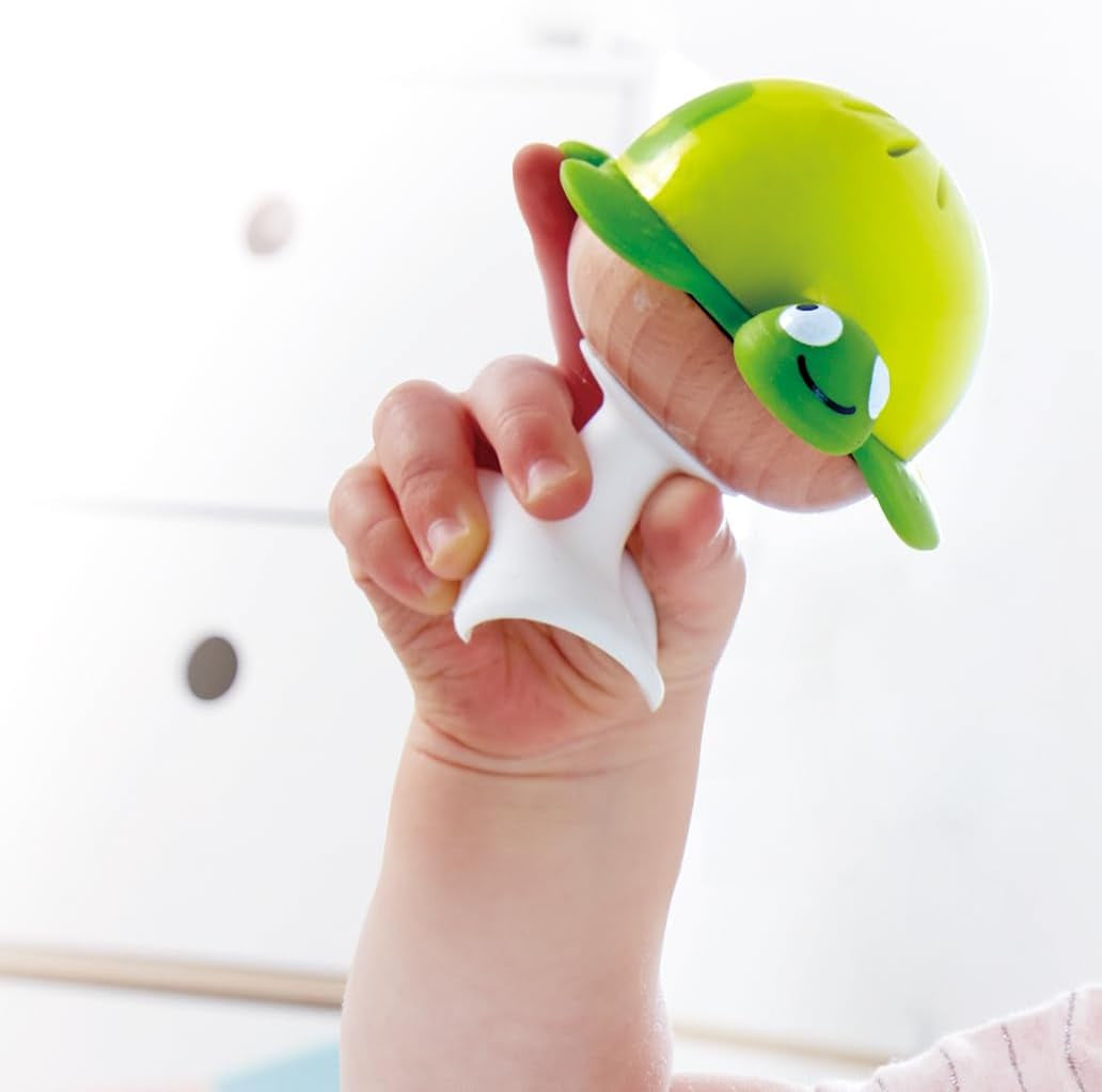 Skallerset med sugkopp Hape | Tre djur med tandringelement, sköldpadda, bläckfisk och val | Lärleksak från 0 månader Bebe Toys Naty Shop
