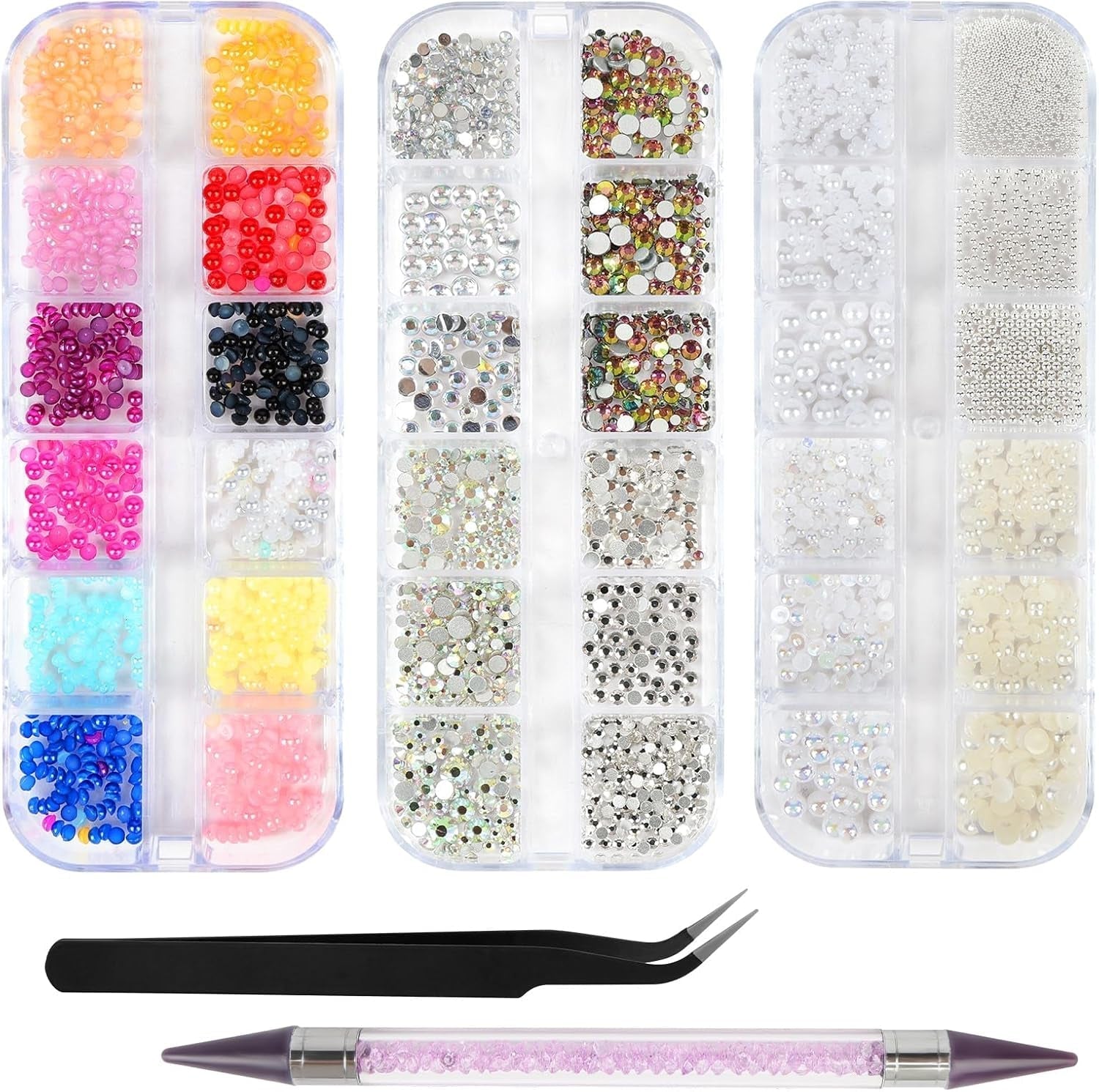 Harz Strasssteine ​​4200Pcs Strass Kristalle 1Mm-5Mm Gemischte Kinder Bastelsachen Kit Mit Strass Mit Picking Pinzette Und Stift Für DIY Nägel Kleidung Kunsthandwerk Gemischt Becher Party (A)
