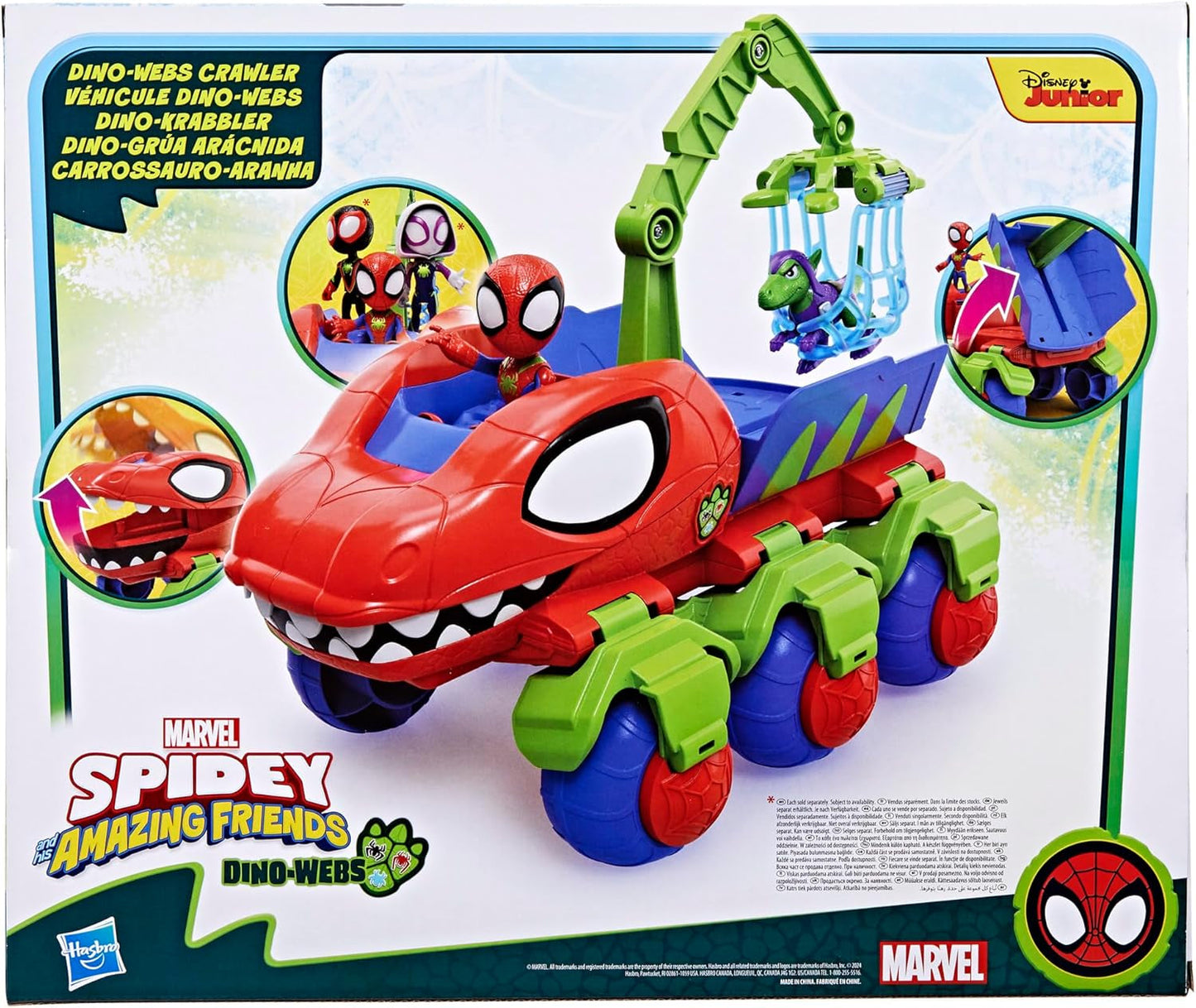 Marvel Spidey och hans supervänner Dino Crawler Superhjälte-lekset med Spidey och Dino-figurer och transportleksak för åldrarna 3 och uppåt Actionfigurer Naty Shop