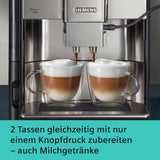 Automatisk espressomaskin Siemens EQ.6 plus s700 TE657503DE, för många kaffespecialiteter, mjölkskummare, keramisk kvarn, dubbel kaffefunktion, anti-kalk, automatisk ångrengöring, 1500 W, rostfritt stål